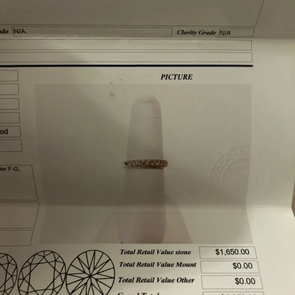 14K Yellow Gold Diamond Band- Textured Heart Edge- Appraised at $1,650 - Picture 5 of 5